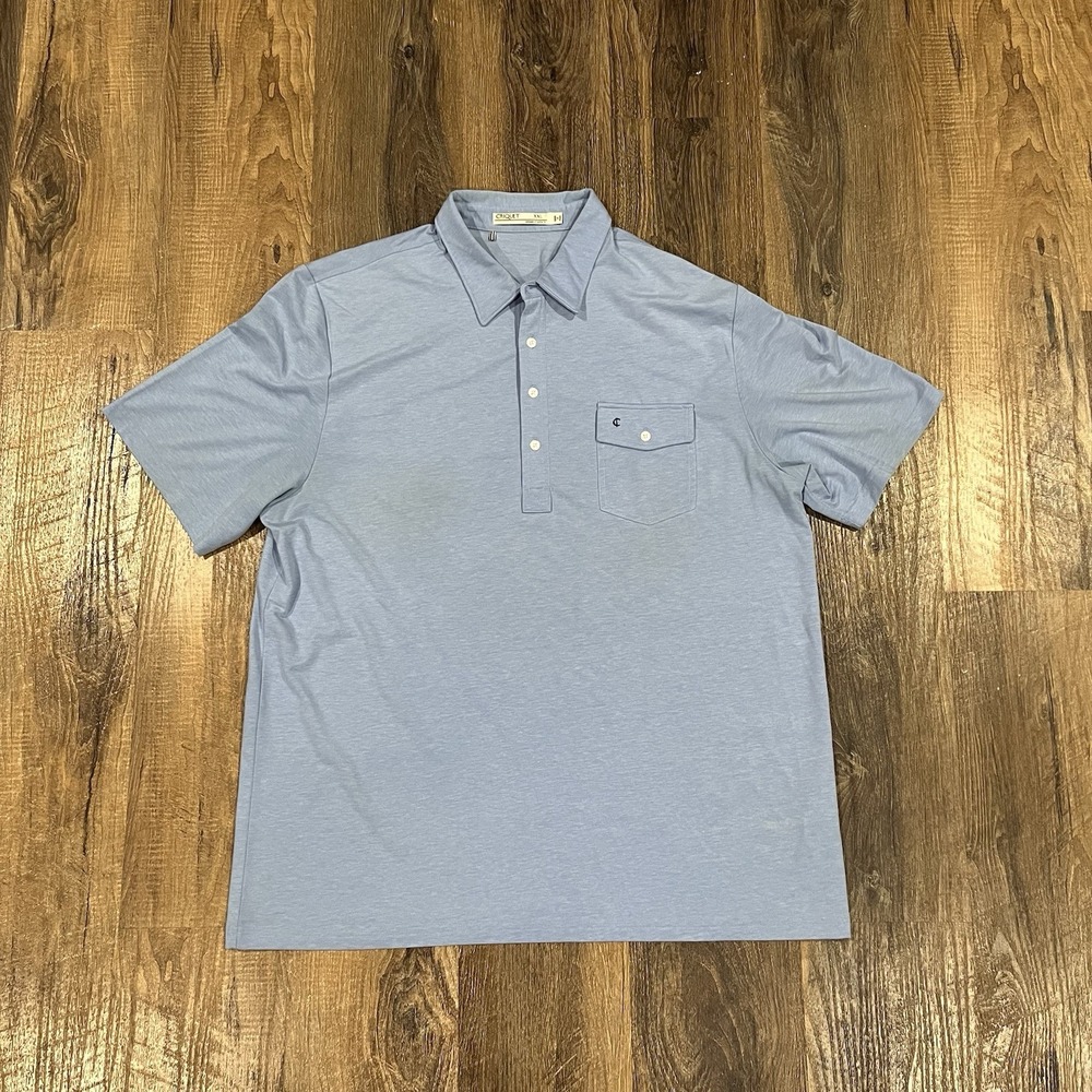 Criquet Pocket Polo Shirt Mens XXL Blue Polyester pima cotton Short Sleeve